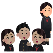 仲間の輪に入れない学生さんのイラスト