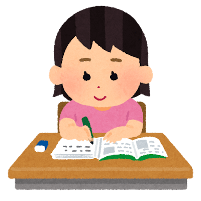 勉強をする女の子のイラスト